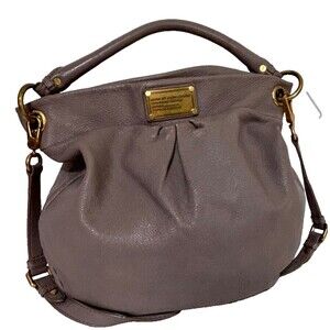 Marc by Marc Jacobs Classic Q Hillier Pebble Cow Leather Hobo Bag Gray Shoulder
